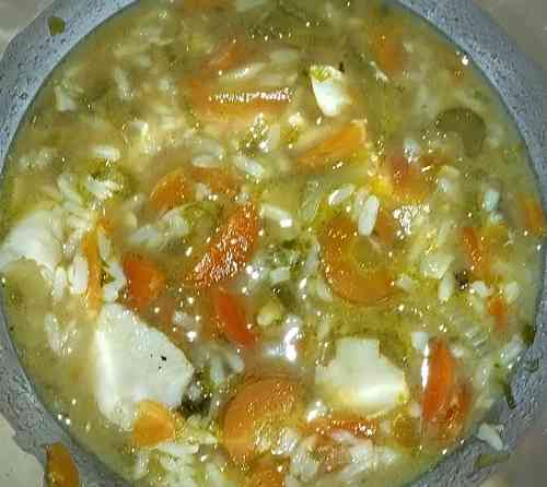 Fischsuppe von Karotten, Sellerie und&nbsp;Reis